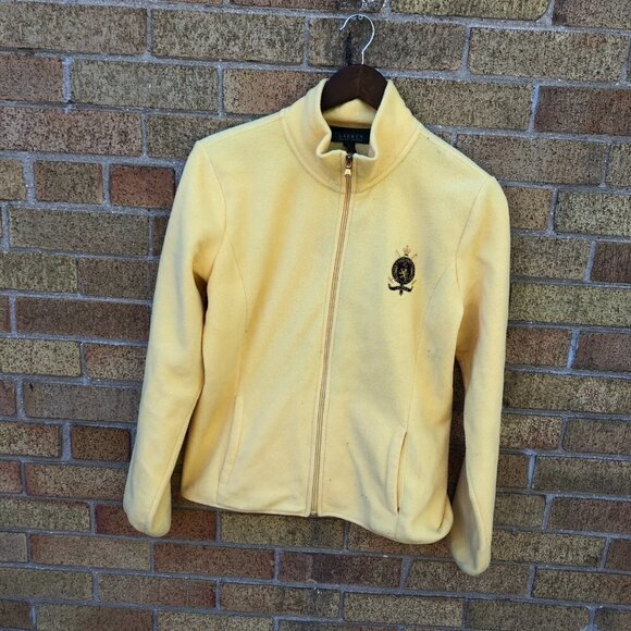 Vintage Ralph Lauren Embroidered Fleece Zip Up Large Yellow - Picture 4 of 7